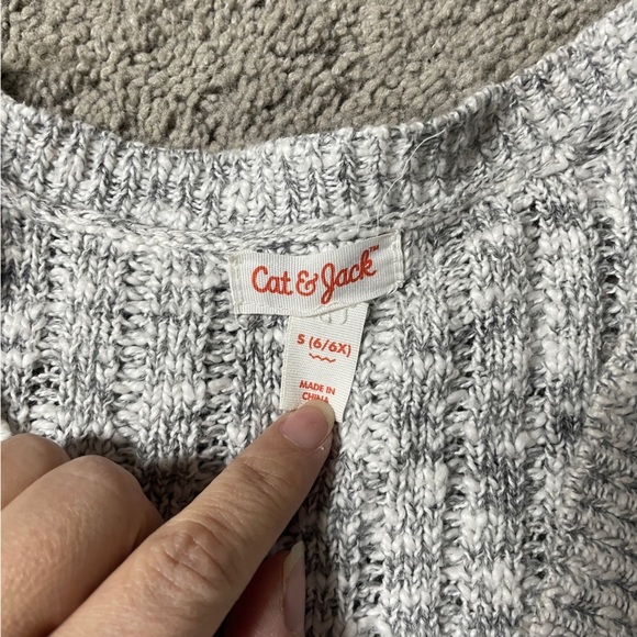 Cat & Jack Open Front Marled Gray Knit Cardigan Girls Size Small 6-7 - Picture 2 of 5